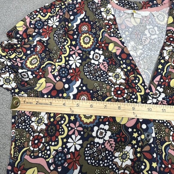 Boden Dress US Size 12L Olive Floral Button Front Pockets Cotton Modal Retro - Picture 9 of 16